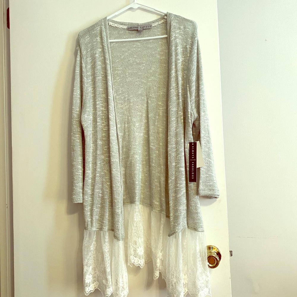 Sage Lace Trim Cardigan